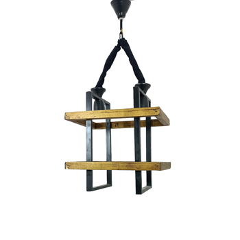 آویز دو شعله چوبی و فلزی کد 049