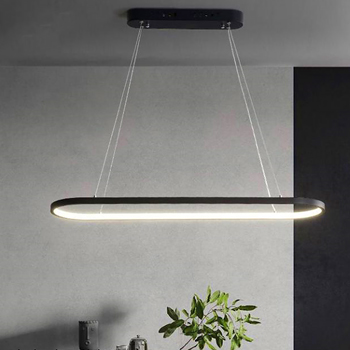 لوستر آویز بیضی مشکی مدل تک حلقه