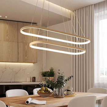 لوستر آویز بیضی سفید مدل دو حلقه